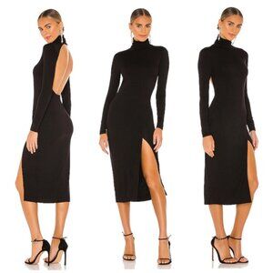 Lovers + Friends Gigi Midi Turtleneck Open Back Dress in Black - Small